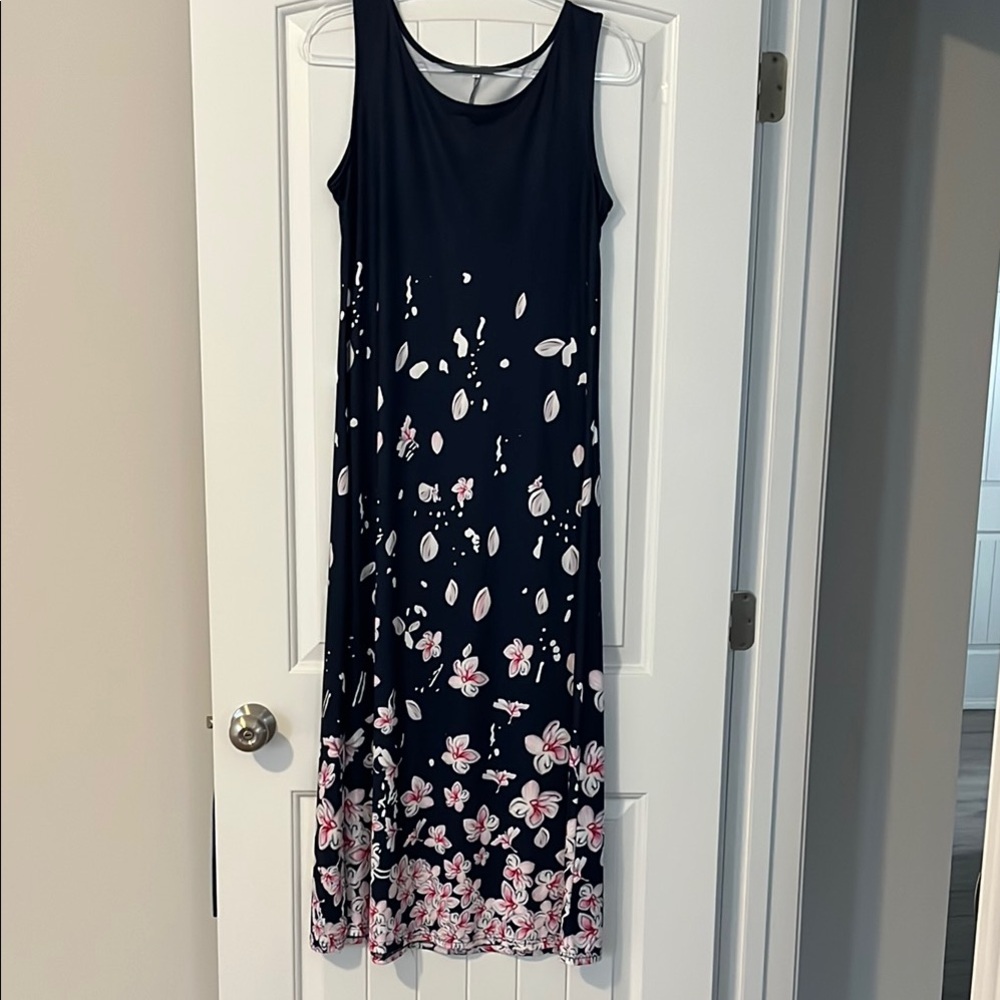 Floral Black and Pink Sleeveless Dress